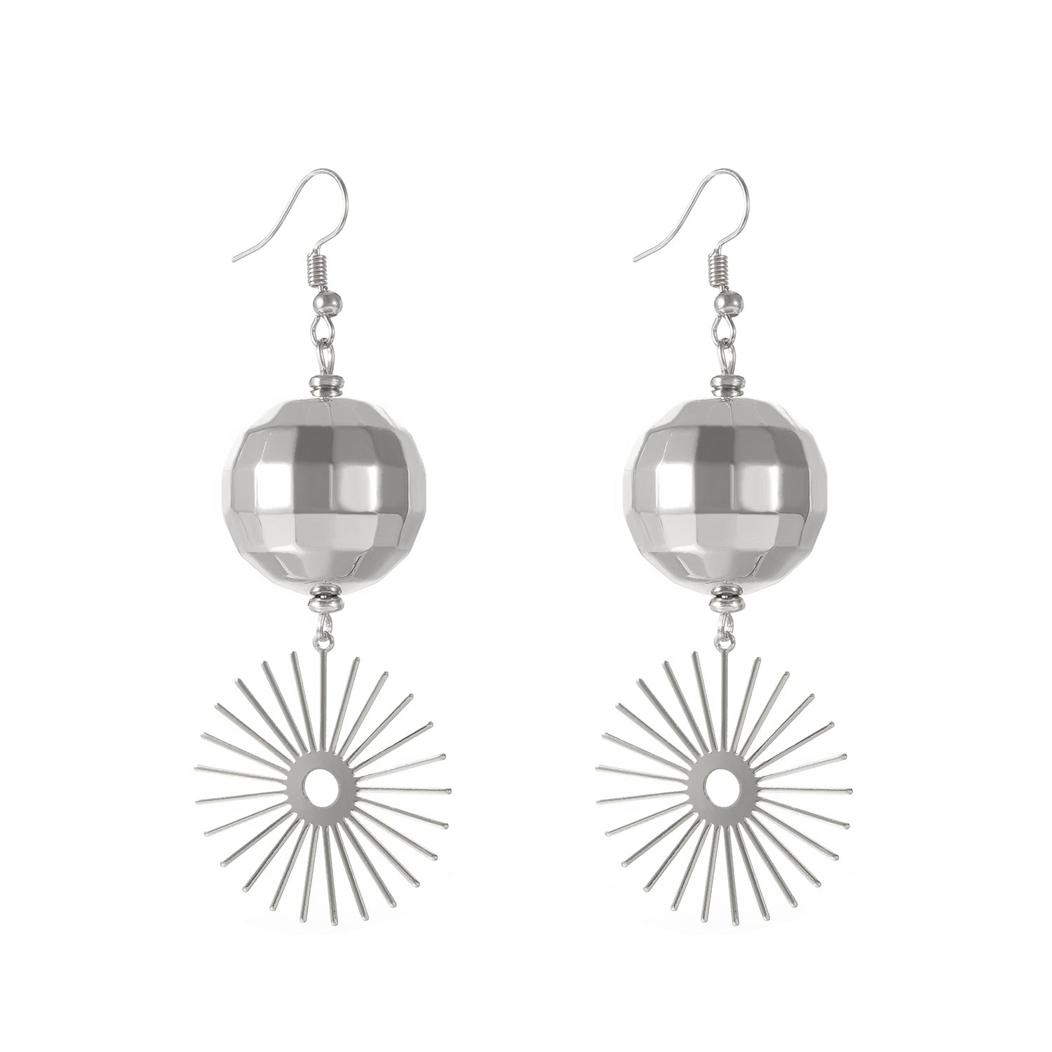Wholesale Round Earrings Necklace Disco Bracelet Women Set Electroplating Jewelry
